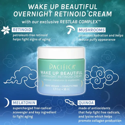 Vista 4 de Pacifica Beauty Wake Up Beautiful - Juego de crema retinoide para ojos y crema retinoide durante la noche, cuidado de la piel, hidratante, crema