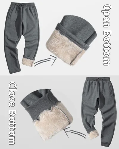 Vista 5 de Shiyifa Pantalones deportivos de invierno con forro polar para hombre, con bolsillos