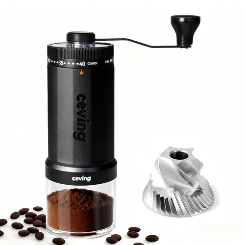 Vista 7 de Mini molinillo de café manual con 40 configuraciones ajustables, molinillo de granos de café portátil de mano con capacidad de 30g, molinillo