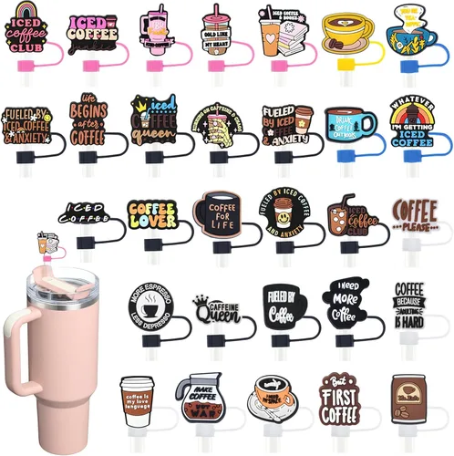 Vista 16 de 19 tapas de pajitas con diseño de juego para vaso Stanley de 40 oz/30 oz, tapa de pajita reutilizable de 10 mm, accesorios bonitos para la parte
