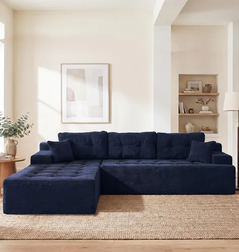 Vista 74 de Hobestluk - Sofá modular sin hueso, sofá seccional en forma de L 96" Right Facing Chaise Black,Memory Foam,Removable Cover,Non-slip Bottom,No