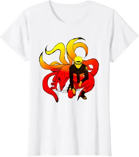 Vista 16 de Naruto Shippuden Naruto and 9 Tails - Camiseta de manga corta Negro