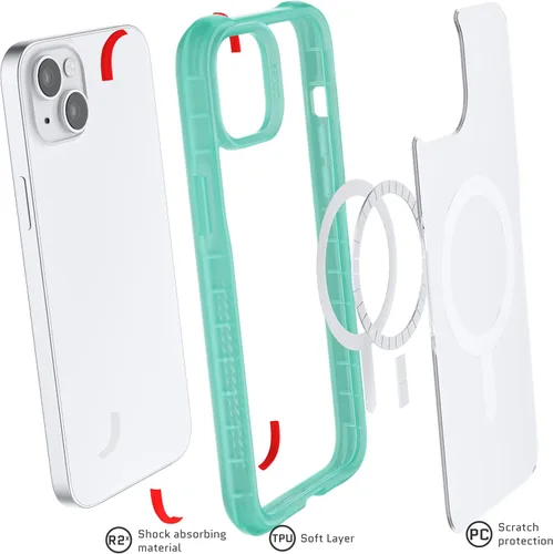 Vista 125 de Ghostek Covert Clear - Funda transparente para iPhone 15 Plus, silicona a prueba de golpes, compatible con accesorios Apple MagSafe, funda Negro