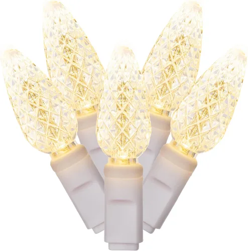 Vista 5 de Vickerman X4W8105PBG - Juego de 100 luces LED C6 EC con cable blanco, 4 pulgadas x 34 pies, color blanco frío