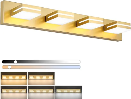 Vista 14 de SineRise - Lámparas LED modernas para tocador de baño (4 luces, 30 pulgadas) (5CCT, regulables), lámparas modernas de pared para baño de acrílico