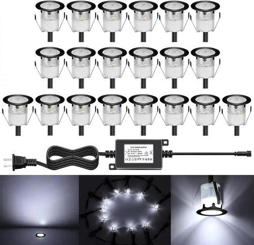 Vista 36 de Kits de luces LED empotrables para cubierta con carcasa protectora, iluminación LED de paisaje al aire libre IP67 impermeable, CC 12 V de bajo Azul