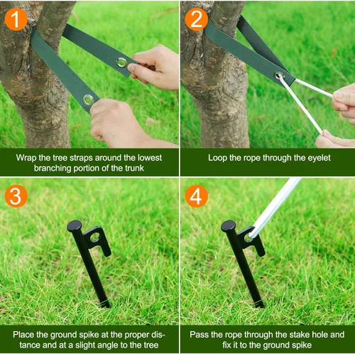 Vista 2 de Kits de estacas para árboles, estacas de árbol resistentes y kits de soporte para árboles jóvenes contra el mal tiempo, 3 estacas para árboles, 3