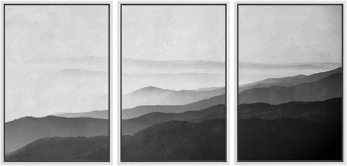 Vista 125 de SIGNWIN Lienzo enmarcado para pared, juego de arte neutro de bosque brumoso, ilustraciones en tono tierra, arte moderno, decorativo, bohemio