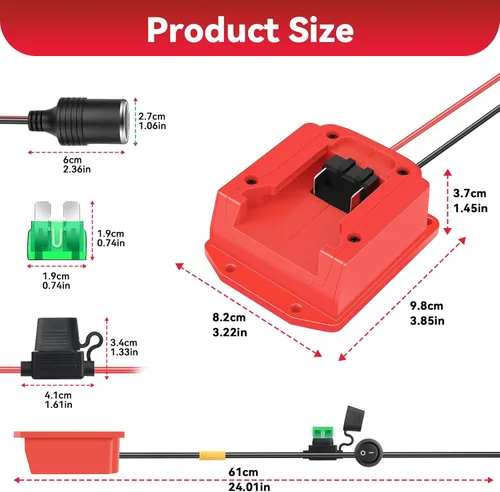 Vista 4 de Cable de puente para Milwaukee M18 18V, cables de arranque de batería portátiles, cables de refuerzo de batería automotriz para arrancar