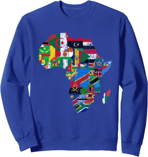 Vista 4 de Banderas africanas, silueta africana, mapa de África, sudadera del orgullo africano, Negro, S