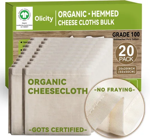 Vista 9 de Paños de queso orgánicos, certificado GOTS, paquete de 2, paño de queso
