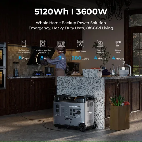 Vista 2 de OUKITEL P5000 Plus 5120Wh Estación de energía portátil con panel solar plegable (P5000 Plus Solarset (+ 4 paneles solares de 200 W)