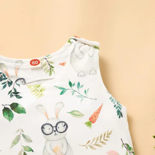 Vista 6 de Sinhoon Ropa de Pascua para bebés y niños con estampado de conejito de conejo, sin mangas, traje de Pascua
