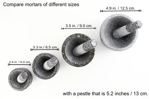 Vista 4 de 2 Mini Size Replacement Pestle Only Asian Style Spice Cooking Kitchen Granite Rock Grinder Small (5.2 in + 6.2 in / 13.0+16.0 cm.)