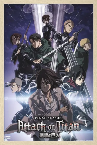 Vista 7 de Trends International Attack on Titan: Season 4 - Póster de pared Key Visual 2, 22.37 x 34.00 pulgadas, versión enmarcada en negro Versión con marco