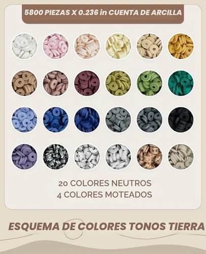 Vista 4 de ClaBead Kit de 6300 cuentas de arcilla para hacer pulseras para adultos, 24 colores, cuentas de arcilla de 0.236 pulgadas para hacer joyas