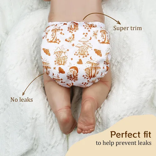 Vista 7 de Mama Koala Fundas de pañales de tela ajustables reutilizables con doble refuerzo para niñas y niños, cierre a presión, talla M (papilla vibrante-M)