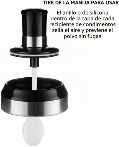Vista 3 de Tarro de salsa para azúcar, cuchara combinada con tapa, recipientes para almacenar condimentos, sal y azúcar para cocina, almacenamiento