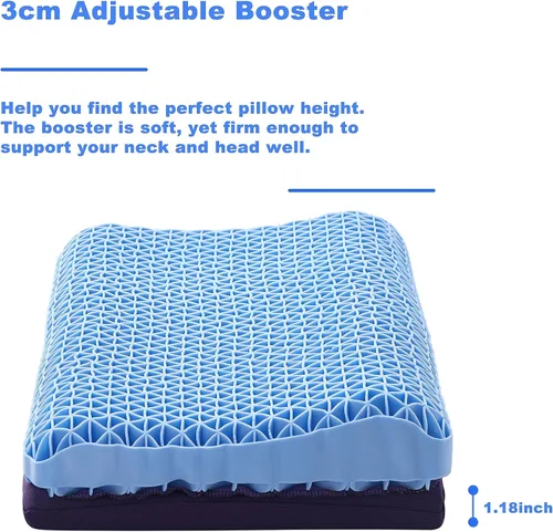 Vista 4 de Berklan Almohada para dormir con refuerzo ajustable, 100% rejilla elástica, ergonómica, de apoyo para el cuello, almohada de gran