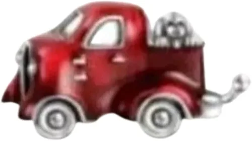 Vista 2 de Camión de camioneta roja con dije para perro para pulsera o collar de plata de ley 925, Plata esterlina, Sin gemas.