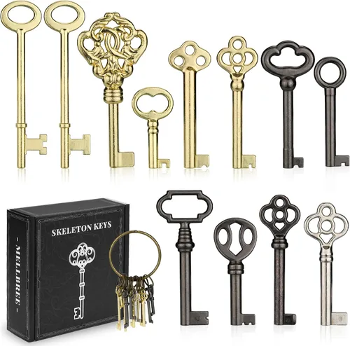 Vista 11 de Mellbree Skeleton Key KY-32 KY-33 - Repuesto de latón para puertas antiguas Dorado