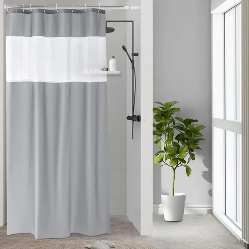 Vista 20 de UFRIDAY - Cortina de ducha de tela moderna en negro y blanco, 48 x 72 pulgadas, cortina de ducha de tela para baño y bañeras, lavable a máquina