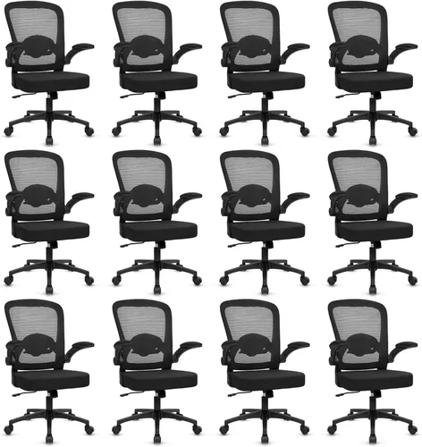 Vista 21 de Sillas de escritorio de oficina con ruedas, silla ergonómica de malla con soporte lumbar de altura ajustable, silla giratoria para computadora