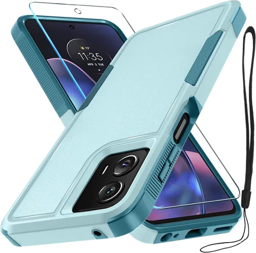 Vista 10 de Funda compatible con Moto G 5G 2024, cuerpo completo, resistente, resistente, a prueba de golpes, con correa de cordón, protector de pantalla