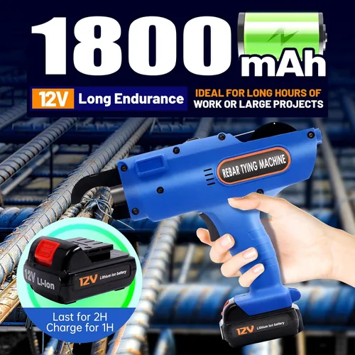 Vista 2 de Atadora automática de barras de refuerzo de acero en miniatura, juego de atado de barras de refuerzo eléctrica de mano, pistola de atado de nivel