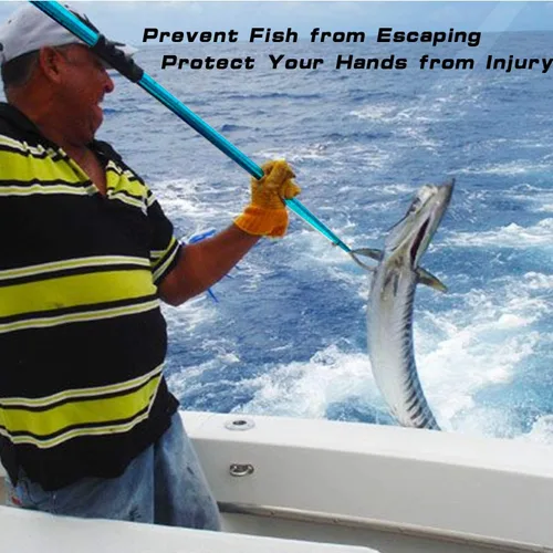 Vista 4 de SANLIKE Telescopic Fish Gaff with Stainless Sea Fishing Spear Hook Tackle, Soft Handle Aluminium Alloy Pole for Saltwater Offshore Ice Tool