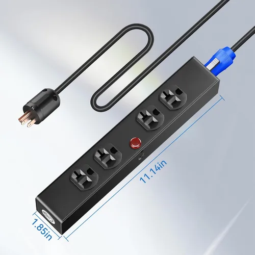 Vista 2 de PowerCon - Caja de conector de alimentación de 4 Edison, adecuada para equipos de DJ, iluminación de escenario y sistemas de sonido. Toma