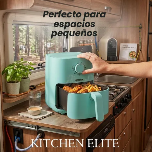 Vista 7 de Kitchen Elite Freidora de aire mecánica con controles manuales de perilla Azul