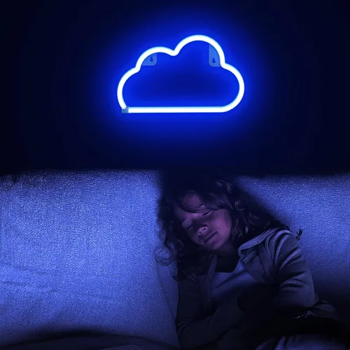 Vista 7 de Lumoonosity Letrero de neón de nube, luz de neón de nube azul alimentada por USB con interruptor de encendido/apagado, letrero LED de nube