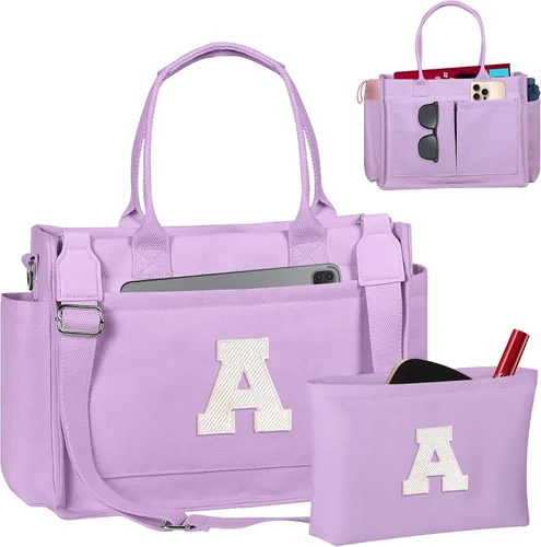 Vista 157 de Easter Basket Stuffers, Initial Tote Bag with Makeup Bag, Birthday Gifts for Women, Teen Girl Gifts Trendy Stuff