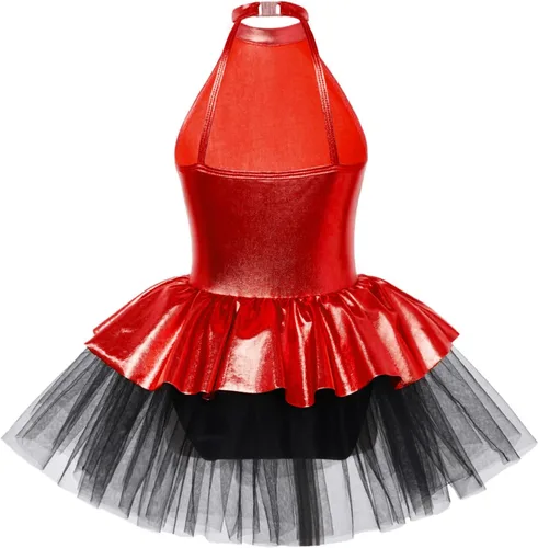 Vista 29 de CHICTRY Vestido tutú de ballet con lentejuelas brillantes para niñas y niñas, moderno disfraz de baile latino de jazz