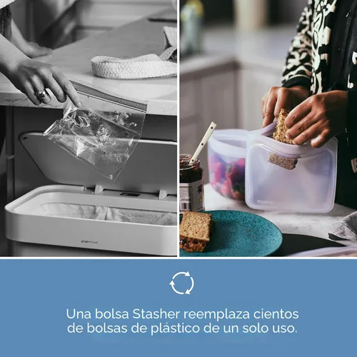 Vista 7 de Bolsa de almacenamiento reutilizable de silicona Stasher, paquete de 4, bolsas de congelador reutilizables, aptas para microondas, lavavajillas