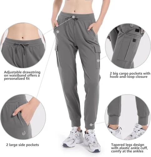 Vista 5 de HARTPOR Pantalones deportivos con forro polar para mujer, pantalones cargo de senderismo, resistentes al agua, pantalones deportivos de invierno