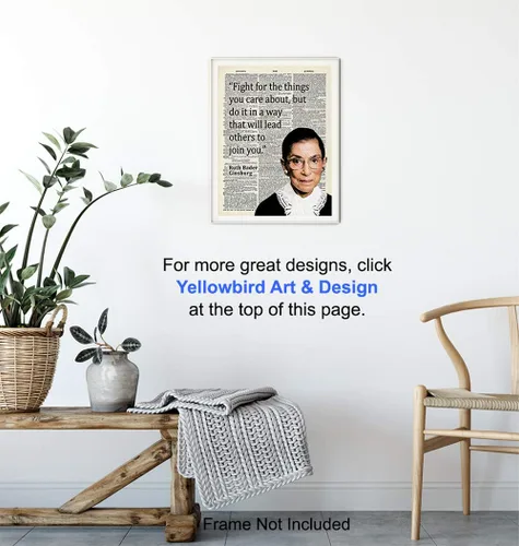 Vista 5 de Ruth Bader Ginsburg - Arte de pared con cita motivacional RBG, decoración del hogar, decoración de habitación para oficina, dormitorio, regalo