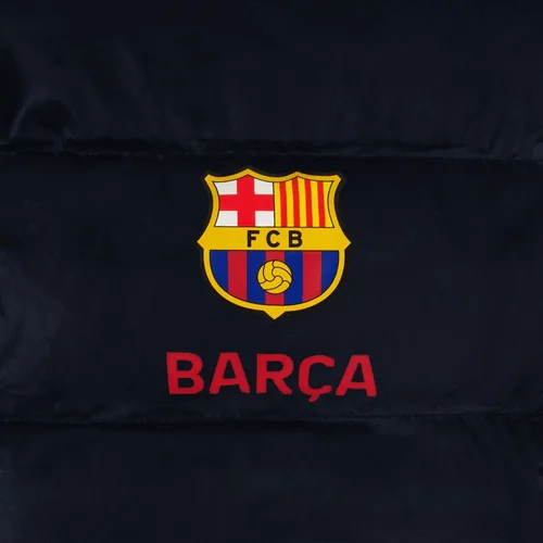 Vista 7 de FC Barcelona - Chaqueta de invierno acolchada con capucha para niños de 10 a 11 años, Azul marino