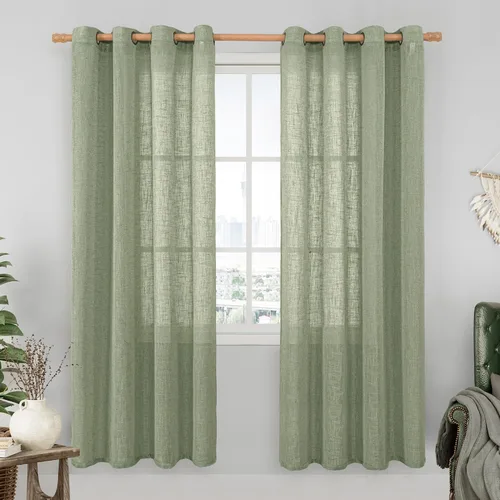 Vista 16 de LAMIT Cortinas de lino marrón caramelo para sala de estar, 84 pulgadas, de lino sintético, texturizado, filtrante de luz, paneles de privacidad