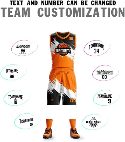 Vista 5 de Kit de jersey de baloncesto con degradado personalizado, nombre y número de equipo, uniformes deportivos personalizados para hombresjóvenes