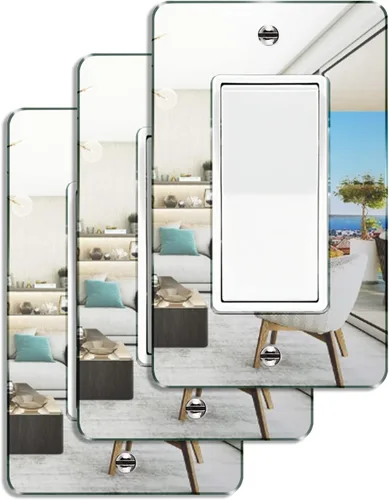 Vista 22 de 1 Pieza Placas de Interruptor de Luz con Espejo, Cubiertas de Salida de Acrílico, Placas de Pared Duraderas, Placas de Interruptor con Espejo