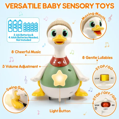 Vista 5 de LUDILO Pato musical para gatear, juguete para bebés de 6 a 12 meses