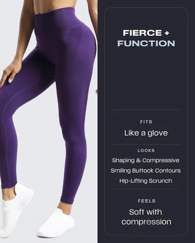 Vista 2 de Aoxjox Leggings sin costuras para mujer, cintura alta, control de abdomen, 2.0, contorno de sonrisa, pantalones de yoga de entrenamiento de 24