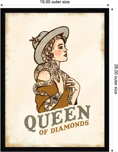 Vista 2 de Amanti Art Lienzo decorativo para pared enmarcado de 26 x 19 pulgadas, reina de diamantes n.º 2 por el whisky jengibre, arte de pared de personas