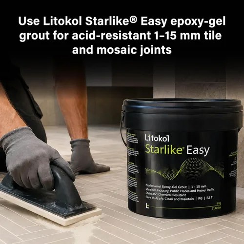 Vista 4 de Starlike Easy 04 Pomice di Lipari 11lbs de lechada epoxi de dos componentes, fórmula de lechada impermeable para azulejos y mosaicos, piscinas y uso