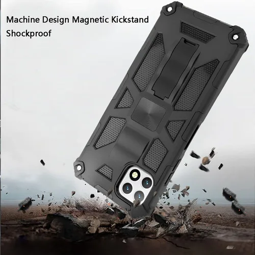 Vista 4 de Compatible con Boost Celero 5G (Boost Mobile) Samsung Galaxy A22 5G con vidrio templado, funda delgada de grado militar con soporte magnético