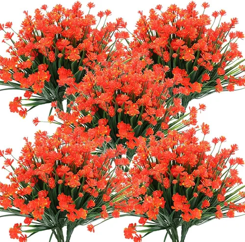 Vista 14 de Flores artificiales, 8 paquetes de plantas artificiales para exteriores, resistentes a los rayos UV, plantas artificiales, arbustos para interiores