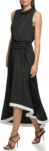 Vista 3 de Karl Lagerfeld Paris Vestido largo alto y bajo Blak y blanco para mujer