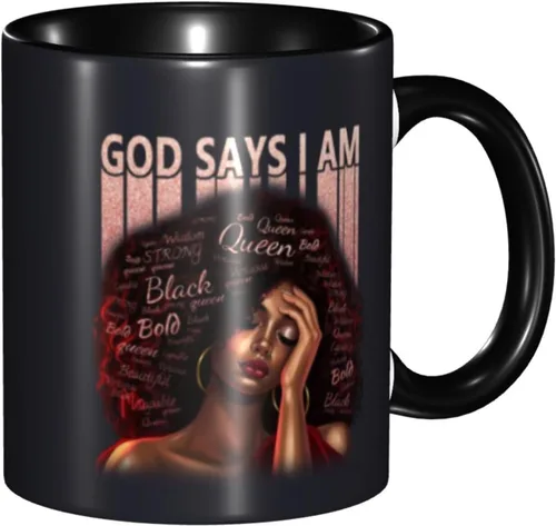 Vista 23 de Taza de café, taza de té para mujeres y niñas, taza de diseño único, perfecta para regalos, mujeres afroamericanas afro